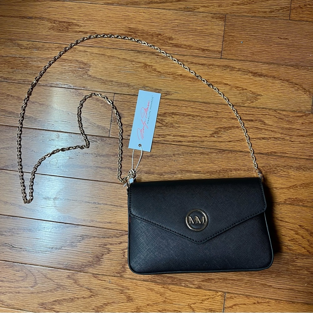 Marilyn Monroe Black Shoulder Bag with Gold Chain Strap